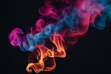 Obraz premium Colorful smoke on black. Abstract colored smoke background. Dark abstract background. AI generated