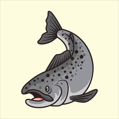 Salmon fish mascot character cartoon vector illustration