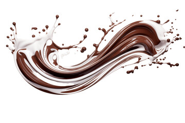 A graphic resource featuring an incredible dual-tone splash of white and brown chocolate, presented in PNG format