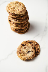 Halva Cookies with chocolate on white background