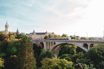 Luxembourg, Luxembourg City in fall, Adolphe bridge