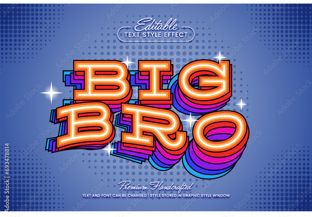 Aufkleber retro vintage bold vector graphic style. editable vector 3d text effect.