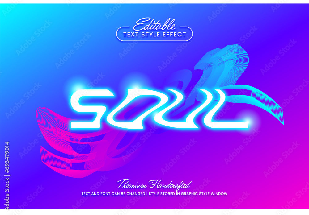 Poster blue purple colorful gradient vector graphic style. editable vector 3d text effect.