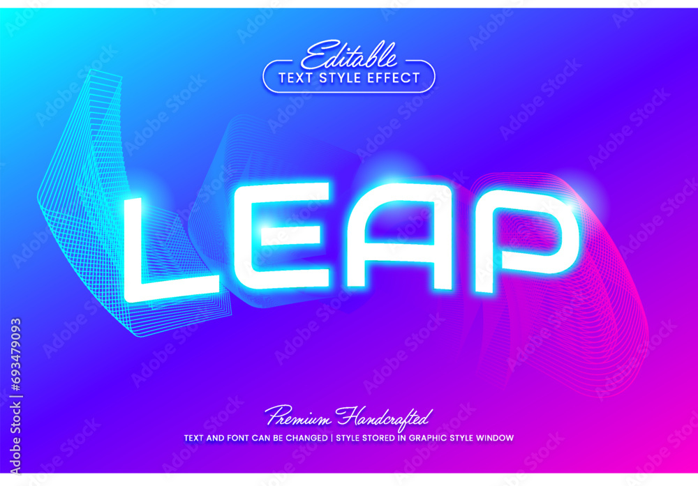 Poster blue purple colorful gradient vector graphic style. editable vector 3d text effect.