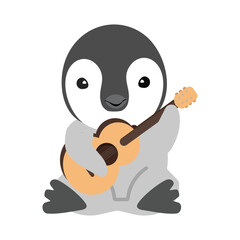 baby penguin with guitar vector