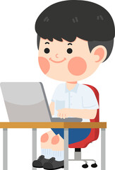 Cute student sitting at the laptop