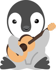 baby penguin with guitar vector