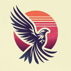 Obraz premium illustration of falcon, vintage grunge logo, ai generate