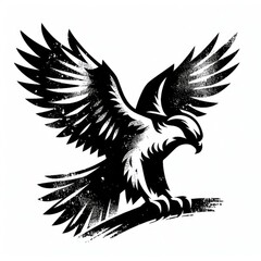 illustration of falcon, vintage grunge logo, ai generate