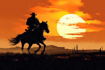 Rustic Cowboy on Horseback Scene