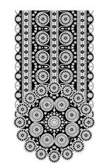 Geometrical neckline embroidery and print design black and white