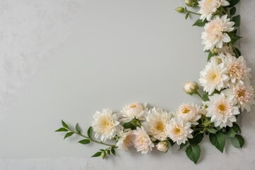 Fototapeta na wymiar pale flowers framing corner