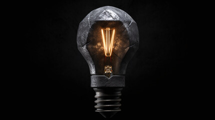 Conceptual image of a lightbulb enveloped in concrete texture, symbolizing solid ideas
