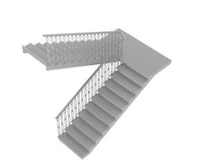 Indoors stairs isolated on transparent background. 3d rendering - illustration