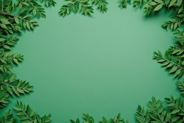 Fototapeta na wymiar round paper green plant branches