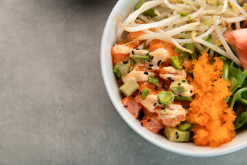 Fish close up of Poké bowl