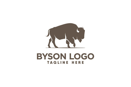 bison logo vector with modern and clean silhouette style