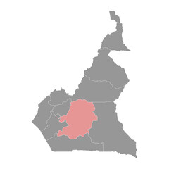 Centre region map, administrative division of Republic of Cameroon. Vector illustration.