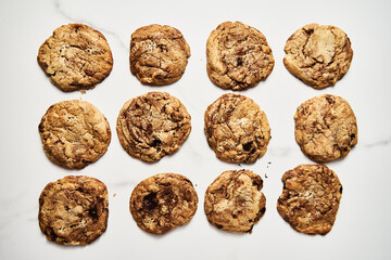 Halva Cookies with chocolate on white background