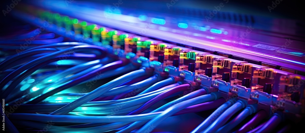 Poster data center's computer network cable system utilizing telecommunication ethernet cables.