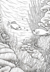 colouring pages for adults, seabed