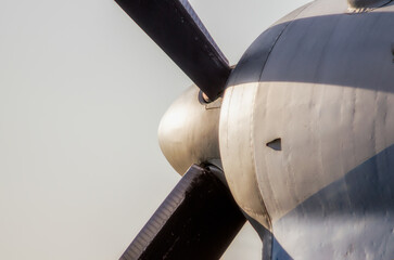 fragment propeller screw vintage airplane isolated close up