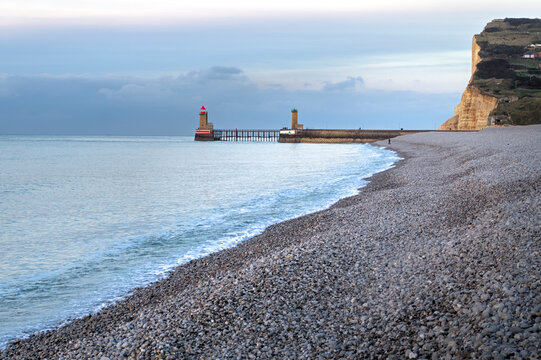 Fecamp peeble beach in winter