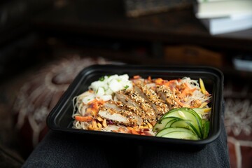 Crusted chicken with fresh salad