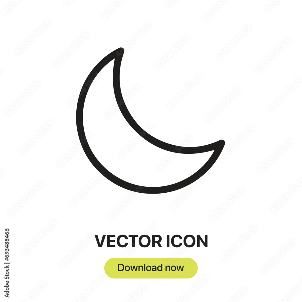 Leinwandbilder moon icon vector. linear-style sign for mobile concept and web design. moon symbol illustration. pix