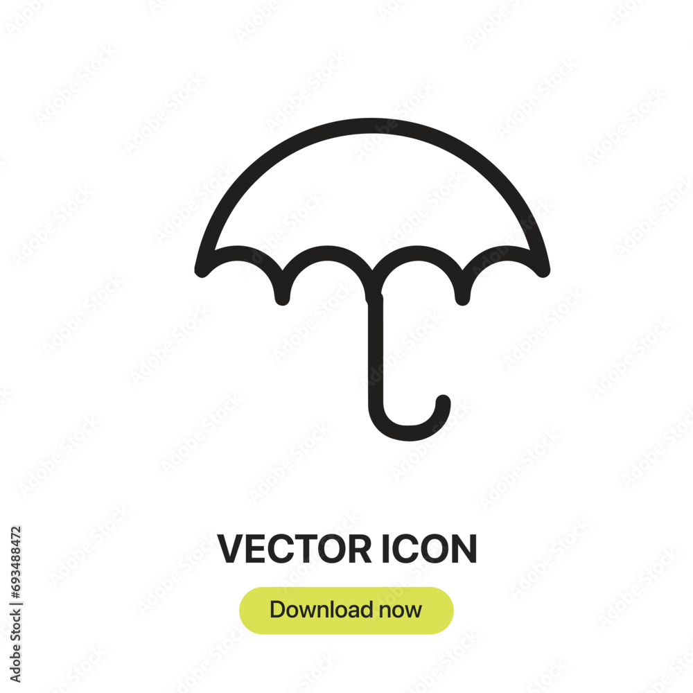 Fototapete umbrella icon vector. linear-style sign for mobile concept and web design. umbrella symbol illustrat