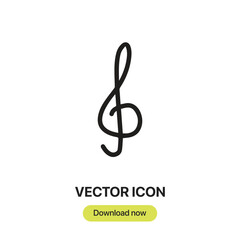 G Clef icon vector. Linear-style sign for mobile concept and web design. G Clef symbol illustration. Pixel vector graphics - Vector.	