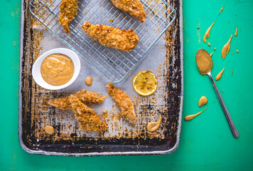 Oven baked chicken tenders with honey mustard