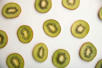 Kiwi slices on a white background