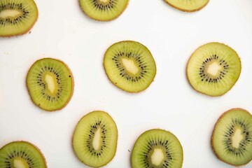 Kiwi slices on a white background
