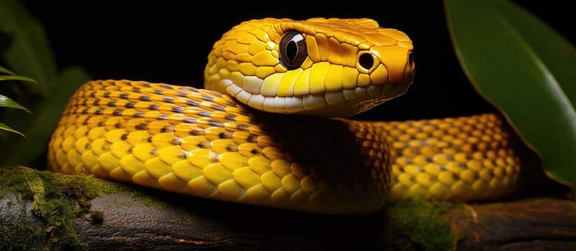 Gold lancehead snake, native to Queimada Grande Island, near Sao Paulo, Brazil.