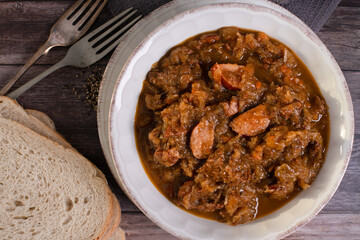 Traditional polish sauerkraut with mushrooms dish, bigos