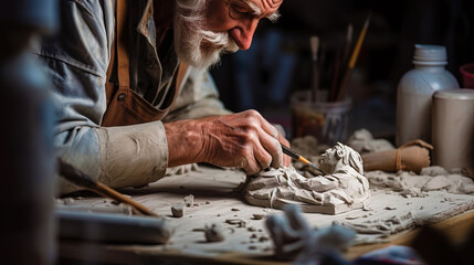 Art classes: drawing, sculpture, creation of works of own hands