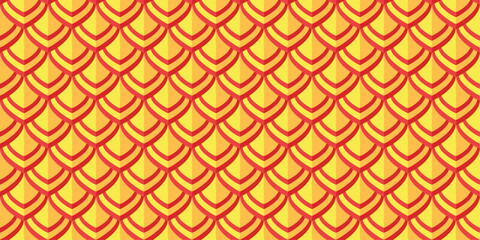 Seamless Pattern Fish Scale Motif. Repetitive shield pattern. Orange leaves pattern. Abstract roof background.