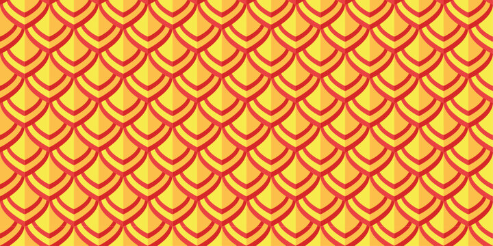 Seamless Pattern Fish Scale Motif. Repetitive shield pattern. Orange leaves pattern. Abstract roof background.