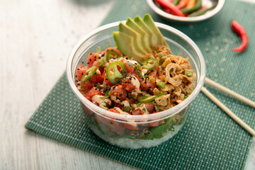 Poké bowl with avocado
