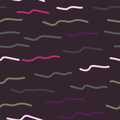 Purple and pink wavy lines seamless pattern.