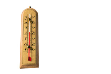 termometr wskazujący wysoką temperaturę otoczenia, bez tła. - obrazy, fototapety, plakaty