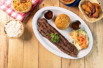 Grilled steak with Mofongo and side salad
