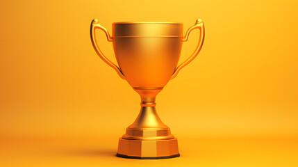 3D gold trophy cup isolated on background - obrazy, fototapety, plakaty