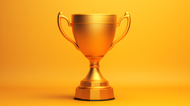 3D gold trophy cup isolated on background
