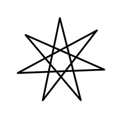 Simple line pattern in the shape of a seven-pointed star, modern abstract design, formal graphics