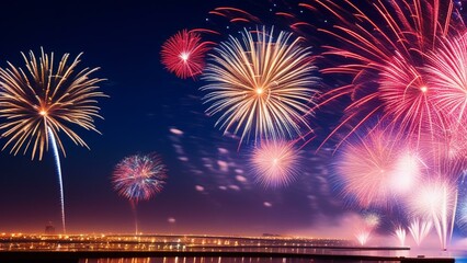 Fototapeta premium cinematic new years fireworks wallpaper