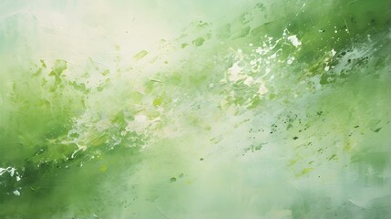 Fototapeta na wymiar Light Green Splattered Paint on Canvas. Creative Presentation Background