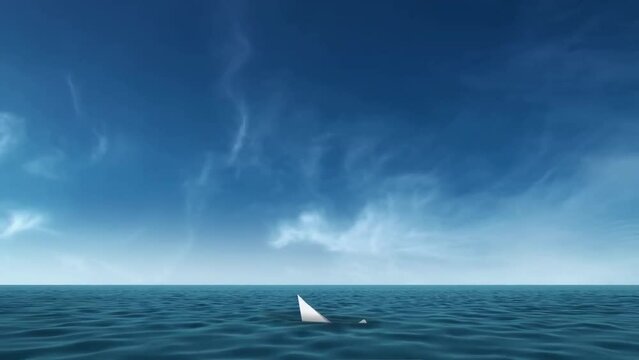 Paper boat sinks into the sea