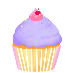 Cupcake blueberry with cherry clipart